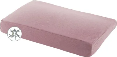 A pink pillow on a white background.