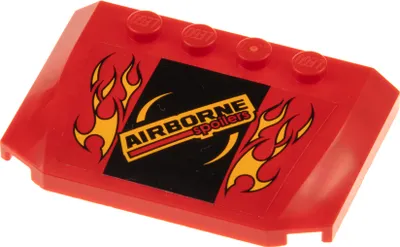 Produktbild von 1x Lego Motorhaube 4x6 2/3 rot Sticker Airborne Flammen Auto Dach 52031pb111