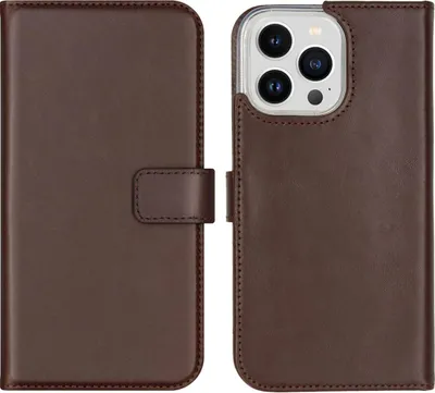 Image de Selencia Bibliothèque en cuir véritable pour l'Apple iPhone 14 Pro Max - Marron
