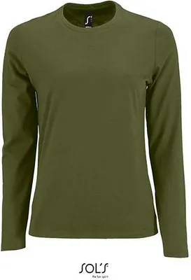 Immagine prodotto di SOLs 02075 | Maglietta donna manica lunga Imperial - Colore: Dark Khaki - Taglia: S