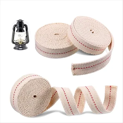 Öllampendochte, 3 Rollen à 1 m, flach, Baumwolle, 1,3 cm breit