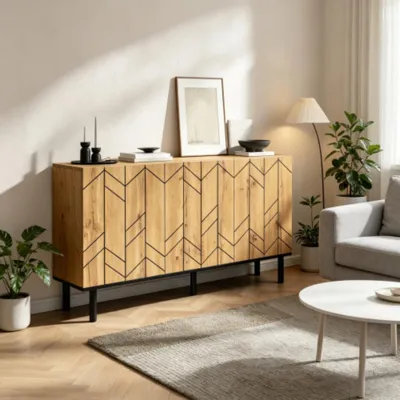 Produktbild von Sideboard Schrank mit 3 Türen, Kommode Schließfächer, für Wohnzimmer, Esszimmer, 120x35x70cm