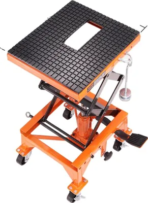 Immagine prodotto di Sollevatore idraulico per moto, capacità 350 libbre, range di sollevamento 13,8"-36", piattaforma antiscivolo, 350LBS