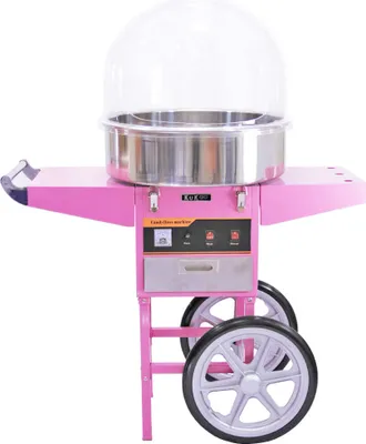 Produktbild von KuKoo Retro Zuckerwattenmaschine Zuckerwattengerät Zuckerwatte mit passendem Wagen und Schubfach inkl.Schutzhaube Schutzdome Abedeckung in Rosa