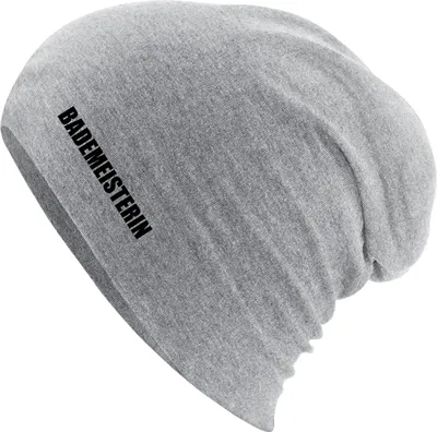 Produktbild von Huuraa Beanie Bademeisterin Schriftzug Heather Grey One Size Baumwolle und Elasthan Mütze Geschenkidee