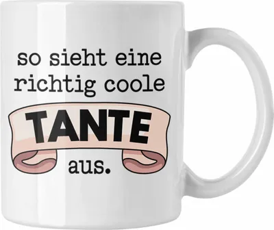 Produktbild von Trendation - Beste Tante Geschenk Tasse mit Spruch Kaffeetasse für Coole Tante (Weiß)
