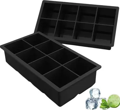 Obrázok produktu pre Silikónové misky na kocky ľadu, 6 kusov, veľké, čierne, vzduchotesné