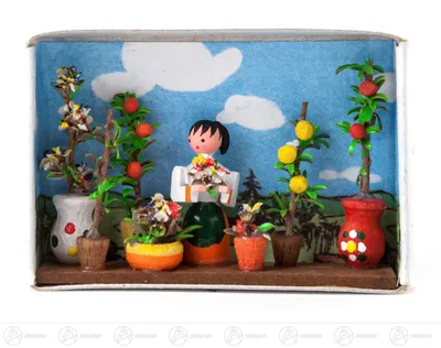 Produktbild von Miniatur Zündholzschachtel Blumenmarkt  Breite x Höhe ca 5,5 cmx4 cm NEU
