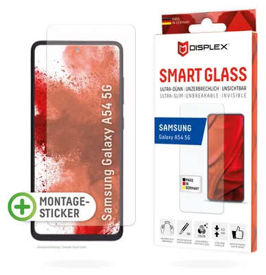 Produktbild von Displex Smart Glass (9H) für Samsung Galaxy A54 5G, Montagesticker, unzerbrechlich, Samsung, Galaxy A54 5G, Trockene Anwendung, Schlagfest, Kratzresistent, Staubresistent, Transparent, 1 Stück(e)