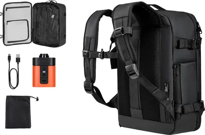Image de SucceBuy Sac à dos à compression sous vide, 35 L, sac à dos de voyage avec pompe à air intégrée, plusieurs poches et compartiments, bagage à main imperméable, sac pratique pour les effets personnels, noir