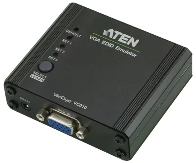 Produktbild von ATEN VGA EDID Emulator, Schwarz, 1920 x 1200 Pixel, 1080i, 1080p, 480i, 480p, HDB-15, HDB-15, 0 - 50 °C