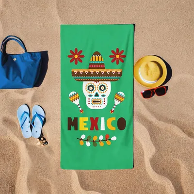 Obrázok produktu pre Mijolnir, Viva Mexico, Strandtuch, Grün, 60 % BAUMWOLLE / 40 % POLYESTER, 75 x 150 cm