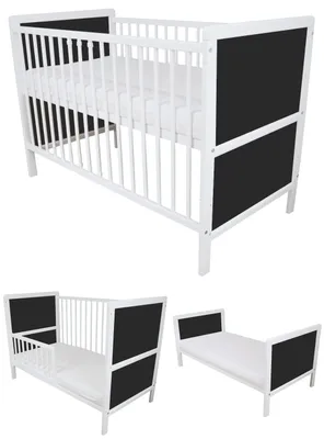 Łóżeczko tapczanik 3w1 Kacperek 120x60 cm kolor biało-czarny + materac – zdjęcie produktu 1