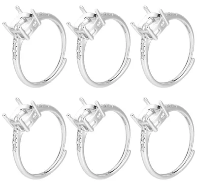 6er-Set Klauenring-Rohlinge, 925 Silber beschichtet, 17,1 mm
