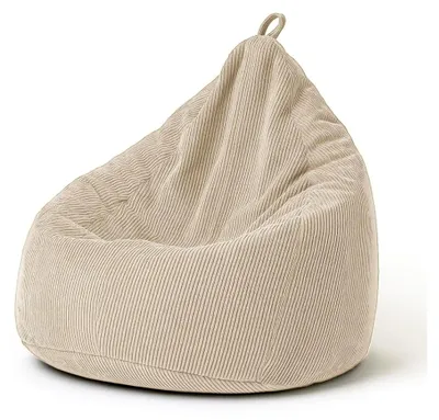Produktbild von Sitzsack aus Cord mit EPS-Füllung - Sitzkissen - Bequemer Sitzsack (Creme, 65x85)