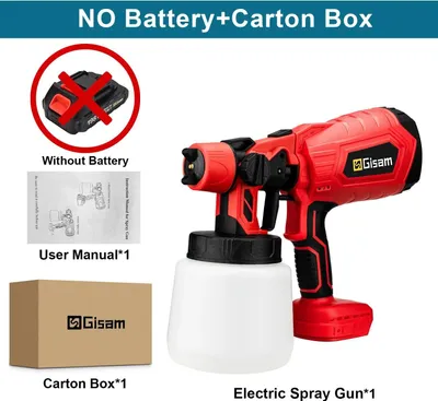 Zdjęcie produktu dla Elektryczny pistolet lakierniczy – pistolet lakierniczy HVLP – dysza 1,8 mm – zbiornik 1000 ml – 30 000 obr./min – bezprzewodowy, bez akumulatora – żółty