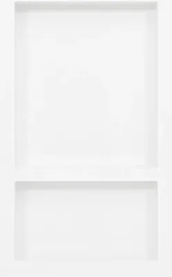 A white recessed shelf unit with two compartments against a white background.
