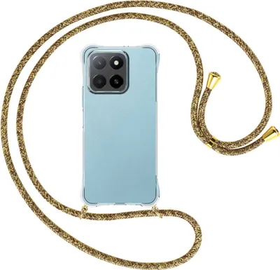 Produktbild von Handykette Backcover-Schutzhülle mit Band (Metall goldfarben) für Honor X5B 4G - braun+beige