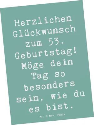 Produktbild von Mr. & Mrs. Panda Postkarte Spruch 53. Geburtstag - Meeresbrise - Geschenk, Geburtstagsgeschenk, Ansichtskarten, einzigartige Geschenke, Alter, Postkarten, zum, Grußkarte