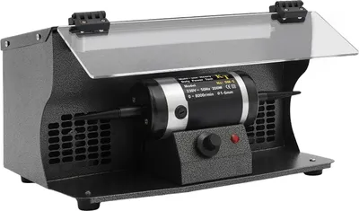 Produktbild von Poliermaschine 200 W - Tischschleifer/Polierer für Schmuck - Stufenlos 0–8000 U/min - Staubabsaugung - Spannbereich 1–6 mm - EU-Stecker - Schwarz