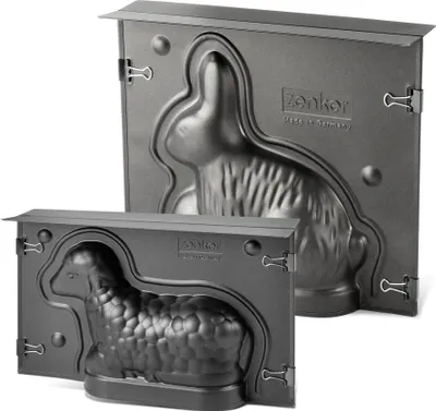 Produktbild von Zenker Osterbackformen-Set Special Season, hochwertige Hasenform, Mini-Lammform aus Stahlblech, Backformen mit Antihaftbeschichtung, Formen für die Osterfeier (Farbe: Schwarz), Menge: 1 x 2er Set