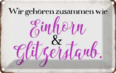 Produktbild von vianmo Blechschild 20x30 cm Einhorn und Glitzerstaub Dekoration Spruch Zitat