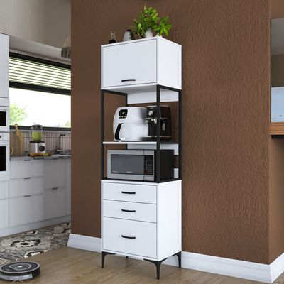 Skye Decor, JE135 - 3101, Weiß, Mehrzweckschrank, 60 x 198,6 x 40 cm, 100 % MELAMINBESCHICHTETE