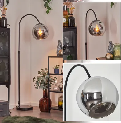 Produktbild von Cesaro Stehlampe aus Metall/Glas in Schwarz/Chrom/Rauch