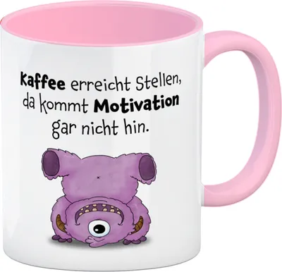 Produktbild von Freches Monster in rosa Kaffeebecher in rosa mit lustigem Spruch