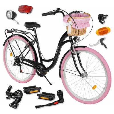Produktbild von Damenfahrrad Davi Emma 28", 7 Gänge, 160-185 cm, Schwarz/Rosa