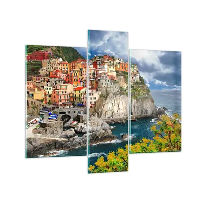 Produktbild von Bilder auf glas - Italien küste felsen landschaft - 95x80cm - Glasbilder - Wandbilder - Kunstdruck - zum Aufhängen bereit - Wanddekoration aus Glas - Glas Bilder - Wandbild auf Glas - GCB95x80-2710