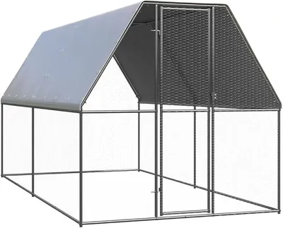 Imagen del producto de Jaula para gallinas de exterior, 2x4x2 metros, fabricada en acero galvanizado. Gallinero para exteriores, recinto para gallinas y otros animales pequeños. Casa para gallinas, jaula para animales pequeños
