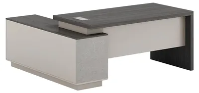 Image de Bureau d'angle élégant avec espace de rangement pratique et structure robuste.