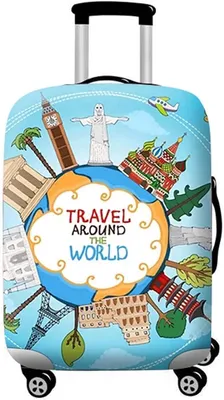Image de Housse de protection élastique et lavable pour valise, de 56 à 71 cm, avec motif, idéale pour les voyages
