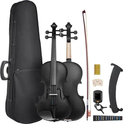 Produktbild von Geige/Violine - 4/4 Geigenset - Massivholz - Hartschalenkoffer - Bogen - Schulterstütze - Stimmgerät - Ersatzsaiten - Schwarz