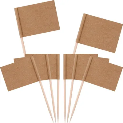 Produktbild von Zahnstocherfähnchen aus Kraftpapier, 100 Stück, Käse-/Kuchenmarkierer, Käseetiketten, für Hochzeiten/Weihnachten/Halloween/Ostern