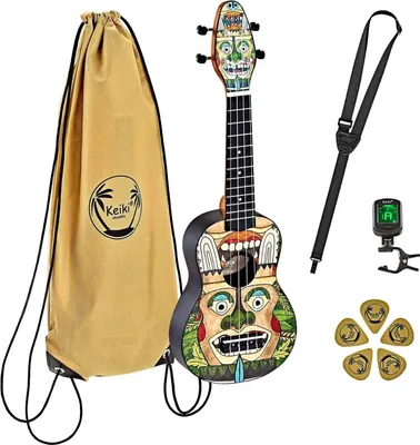 Zdjęcie produktu dla Ortega Guitars Keiki, Ukulele Akustyczne, Klasyczne Ukulele, Sopran, Czarny, Wielobarwny, Agatis, Kopolimer akrylonitrylo-butadieno-styrenowy (ABS)