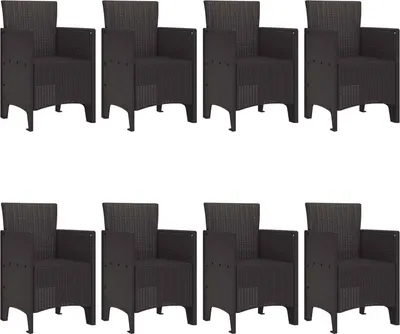 Imagen del producto de vidaXL Juego de mesa y sillas de jardín, 9 piezas, color marrón, fabricado en polipropileno
