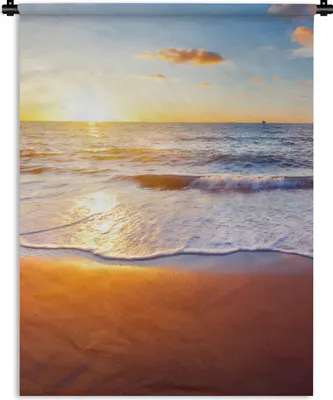 Produktbild von MuchoWow® Wandteppich Wandbehang Strand - Meer - Sonne - Horizont 150x200 cm Tapisserie Dekoration Wandtuch - Wandaufhängung - Moderner