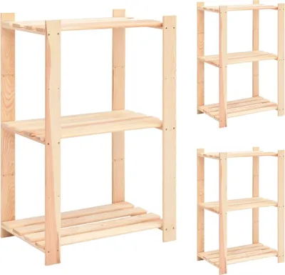 Produktbild von "im Angebot" Lagerregale 3 Böden 3 Stk. 60x38x90cm Massivholz Kiefer 150kg - Lager- & Regalsysteme CC2377