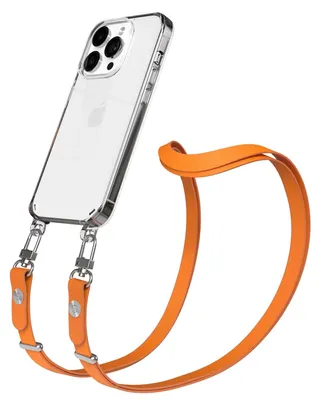 Produktbild von EAZY CASE Handykette magnetisch mit Handyhülle für Apple iPhone 14 Pro, Crossbody Handyband 1-1,90m verstellbar mit 2 Ösen in Orange