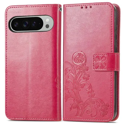 Produktbild von Mobigear Clover Hülle für Google Pixel 9 Pro XL – Klapphülle/Etui mit Geldbörsenfunktion – Rot