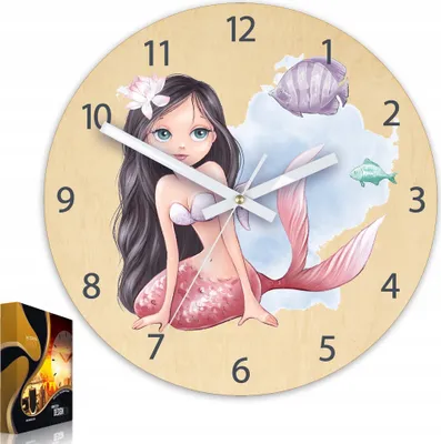 Produktbild von ModernClock, wanduhr, Silent Wanduhr, 30cm, Kinderwanduhr Meerjungfrau
