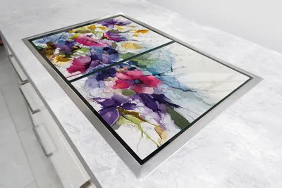 Imagen del producto de Plato De Vidrio Protector Para Cocina, 2 Unidades, 35X52 Cm, Diseño De Flores