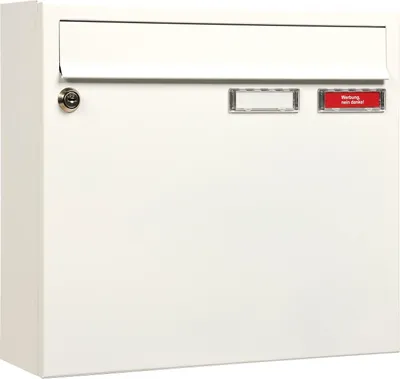 Produktbild von MEFA Briefkasten Stahl pulverbeschichtet BxHxT 370/330/100 mm Sonate 132 Verkehrsweiß RAL 9016 glänzend mit 2 Namensschi