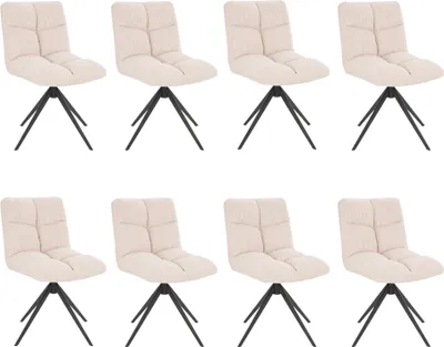 Produktbild von HOME DELUXE - Esszimmerstuhl NODA - 8er Set, Farbe: Samt Creme - 360 Grad drehbar, weiche Polsterung, bis 120 kg belastbar I Küchenstuhl Speisestühle Esszimmerstühle