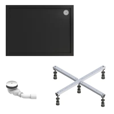 Produktbild von Schulte Duschwanne Adria 120x90 cm, Sanitäracryl Anthrazit, Set mit Wannenträger + Ablauf, Höhe 14 cm