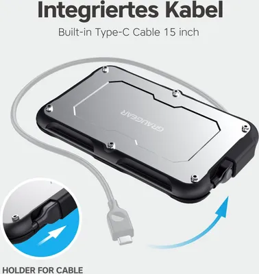Immagine prodotto di GRAUGEAR externes Festpl.Gehäuse 2,5"HDD/SSD USB 3.2 Spritzs