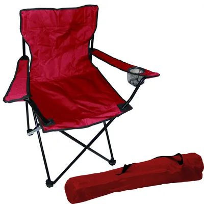 Anglersessel Campingstuhl inkl. Getränkehalter und Tasche in Rot