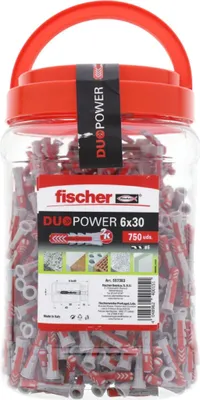Productafbeelding van Fischer universele plug Duo Power, grijs/rood, maat 6 x 30, 750 stuks
